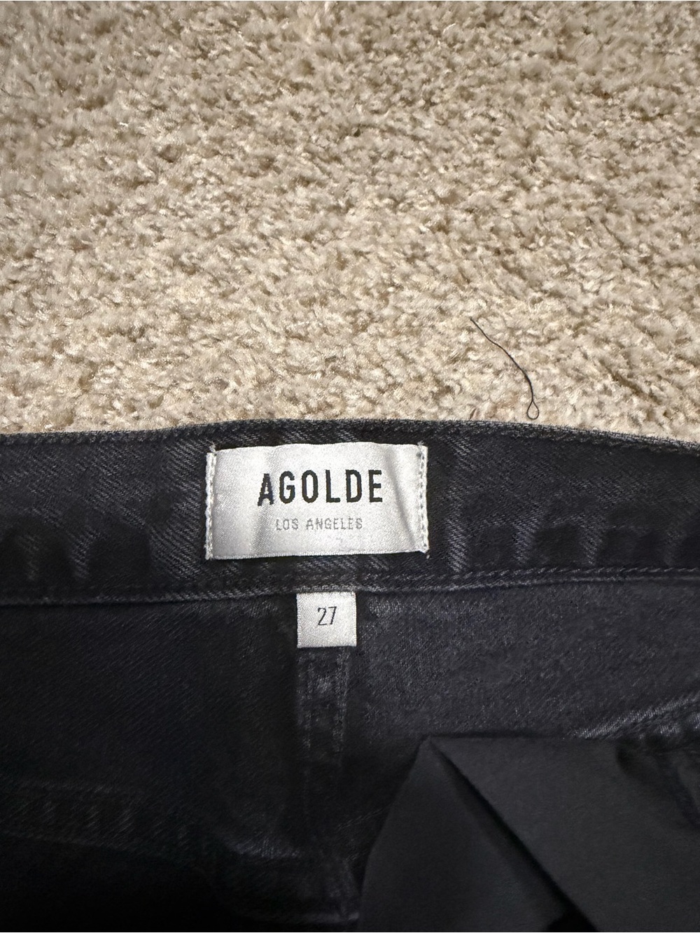 Agolde Black Distressed High-Waist Denim Shorts - Picture 2 of 4